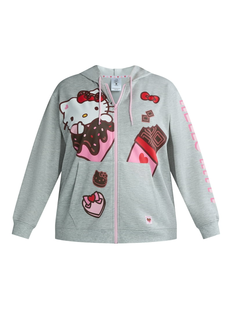 Hello Kitty Women's Plus Love Graphic Fleece Zip Up
