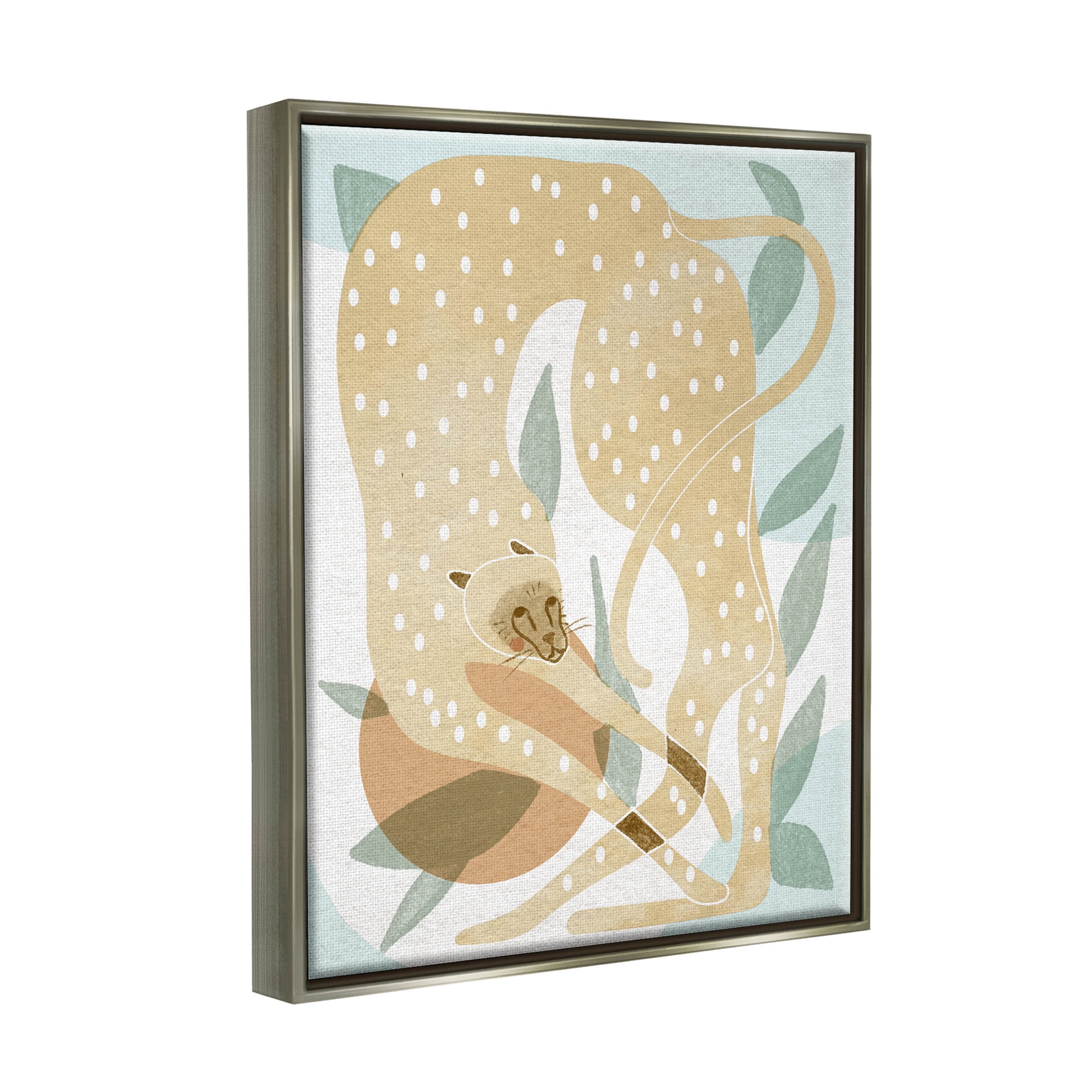 Cheetah Jungle Contemporary Shapes Animals & Insects Graphic Art Luster Gray Framed Art Print Wall Art