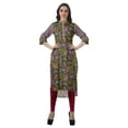 thumbnail image 2 of Moomaya Cotton Tunic Roll Up Sleeves Women Printed Kurti Knee Length Summer Kurta, 2 of 6