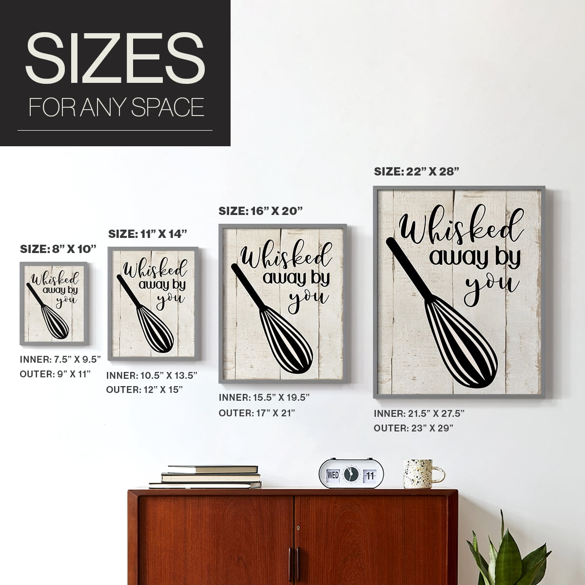 Whisked Away Framed Print in Gray Solid Wood 16 x 20 Framed Print