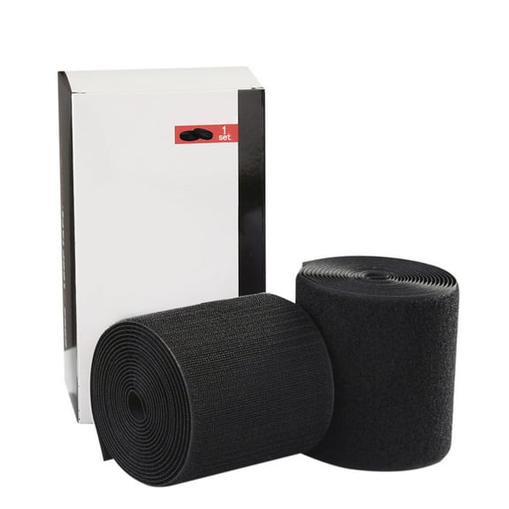 Hook and Loop Sew On Strips 4 Inch Width, Non-Adhesive Back Nylon Fastener Tape for Garments Shoes Crafts, 3 Yards, Black