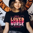thumbnail image 3 of One Loved Nurse T-Shirt for Women, Retro Gradient Graphic Tee, Dark Heather, Size L, 3 of 6