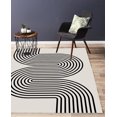 thumbnail image 1 of Black White Modern Area Rug, Minimalist Lines Abstract Home Decorative Rug, Multipurpose Washable Rug, Easy Clean for Bedroom Living Room Office 4x5ft, 1 of 5
