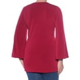 thumbnail image 2 of RALPH LAUREN $79 Womens New 1437 Maroon Keyhole Bell Sleeve Casual Top S B+B, 2 of 2