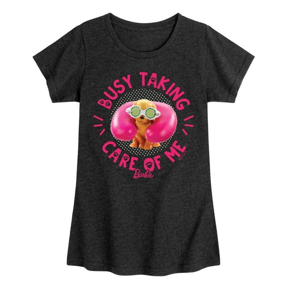Barbie - Busy Taking Care Of Me - Girls Fitted Short Sleeve Graphic T-Shirt