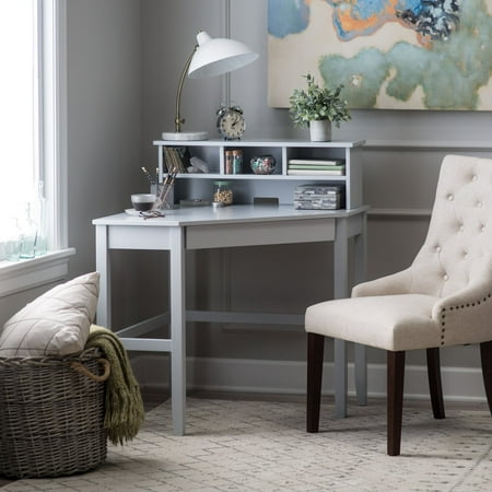 - Finley Home Gray Corner Laptop Writing Desk with Optional Reversible Hutch