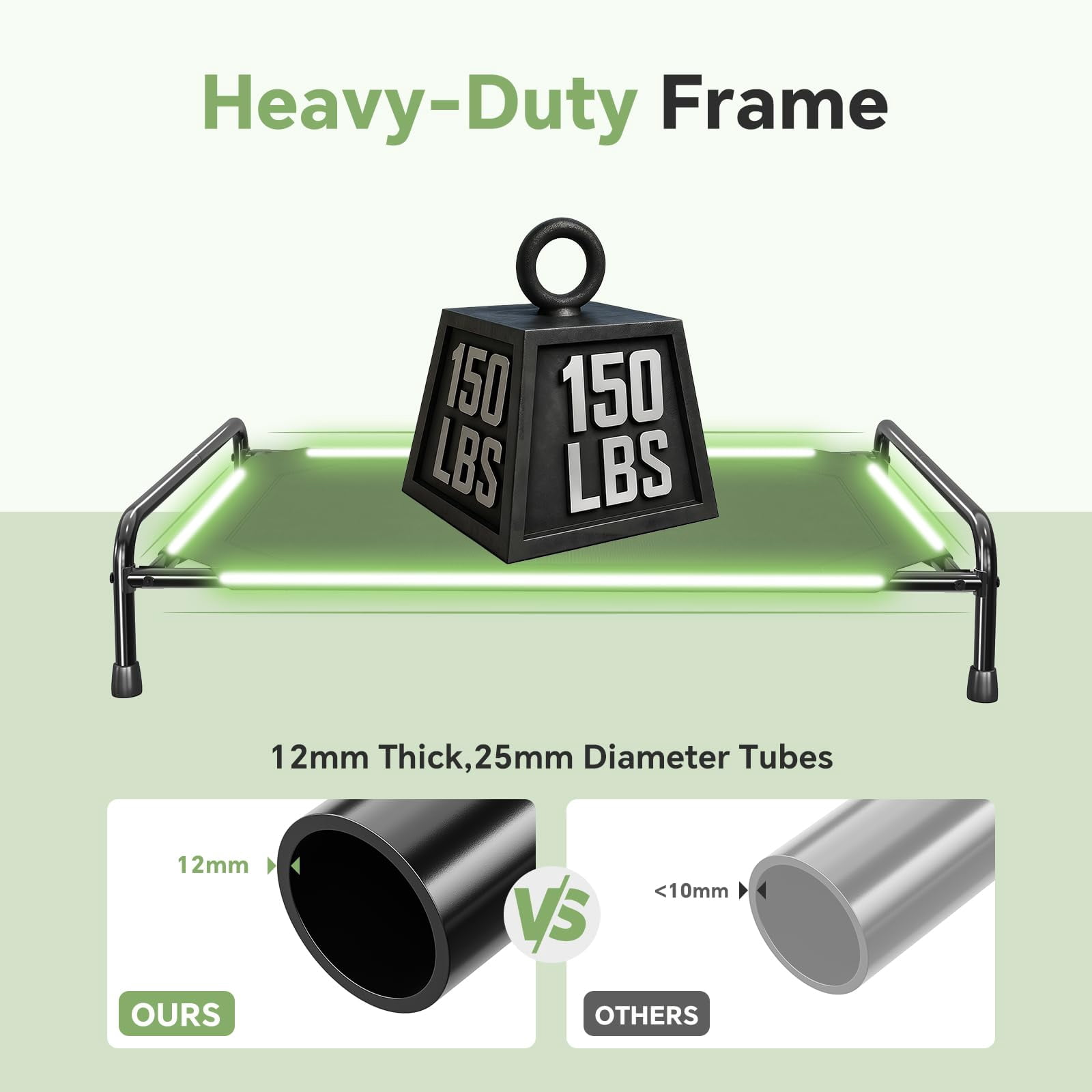 Breathable Elevated Dog Bed With Metal Frame For Large Dogs  Black
