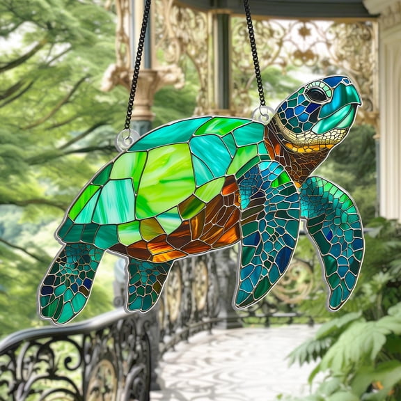 Sea Turtle Acrylic Suncatcher Window Hanging, Indoor Balcony Decor, Gift for Ocean Animal Lovers