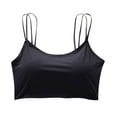 thumbnail image 2 of HongQid Seamless Padded Sports Bra for Women Strappy Wirefree Brami Ribbed Crop Tank Tops T-Shirt Bra Black XL, 2 of 6