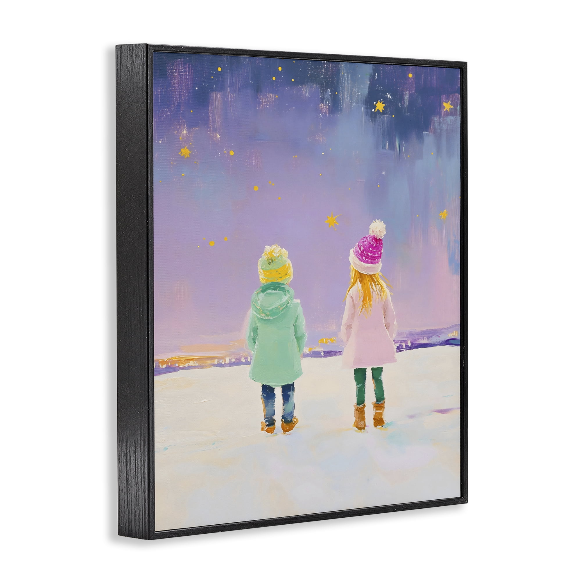 Stupell Industries Children Watching Starry Winter Sky Black Framed Giclee Art, design by The Prints Vibe