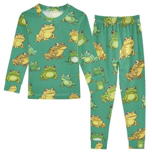joogoo Cartoon Frog 2 Piece Long Sleeve Tee and Pants Cotton Pajama Set 5Y