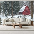 thumbnail image 2 of Peel and Stick Wallpaper Wall Murals Christmas Winter Snowy Forest Scene Vintage Red 69"H x 96"W Removable Wall Paper Self-Adhesive Wall Decor for Bedroom Living Room Nursery, 2 of 7