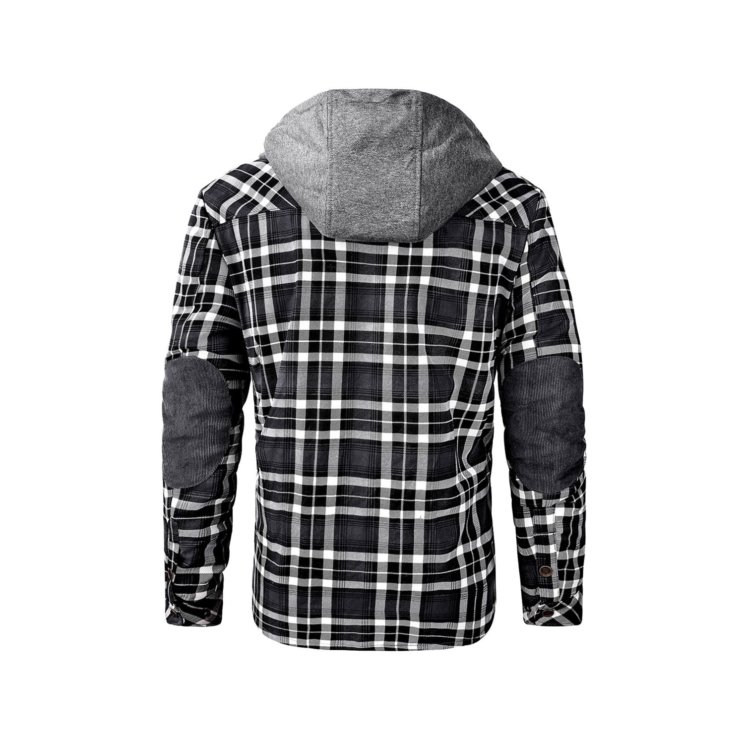 Fexilor Men's Flannel Shirt Jacket with Hood Long Sleeve Fleece Coat