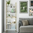 thumbnail image 6 of Homfa Wall Mounted Iron Bookcase, 5 Tiers Ladder Shelves with Gold Frame, White Finish, 6 of 10
