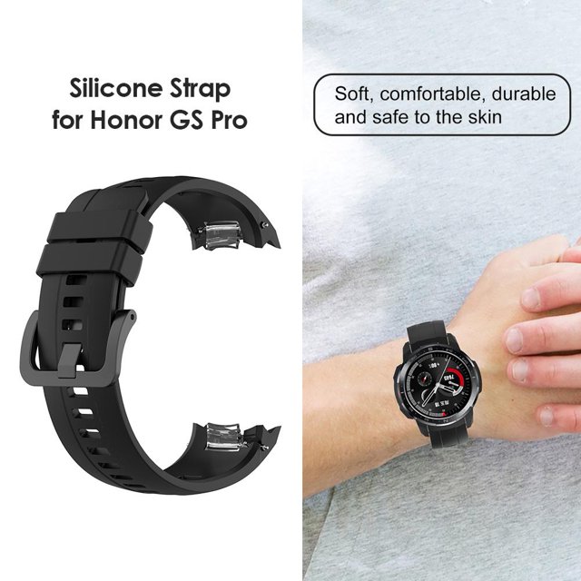 Correa de reloj de silicona pulsera inteligente correa de muñeca para Honor GS Pro (negro)