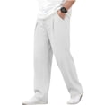 thumbnail image 5 of Yaoyar Men's Casual Linen Pants Elastic Waist Drawstring Yoga Beach Pants Lightweight Loose Fit Trousers with Pockets, 5 of 5