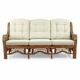 thumbnail image 2 of Malibu Lounge Three-Seater Sofa Natural Rattan Wicker Handmade Design with Cream Cushions, Colonial, 2 of 5