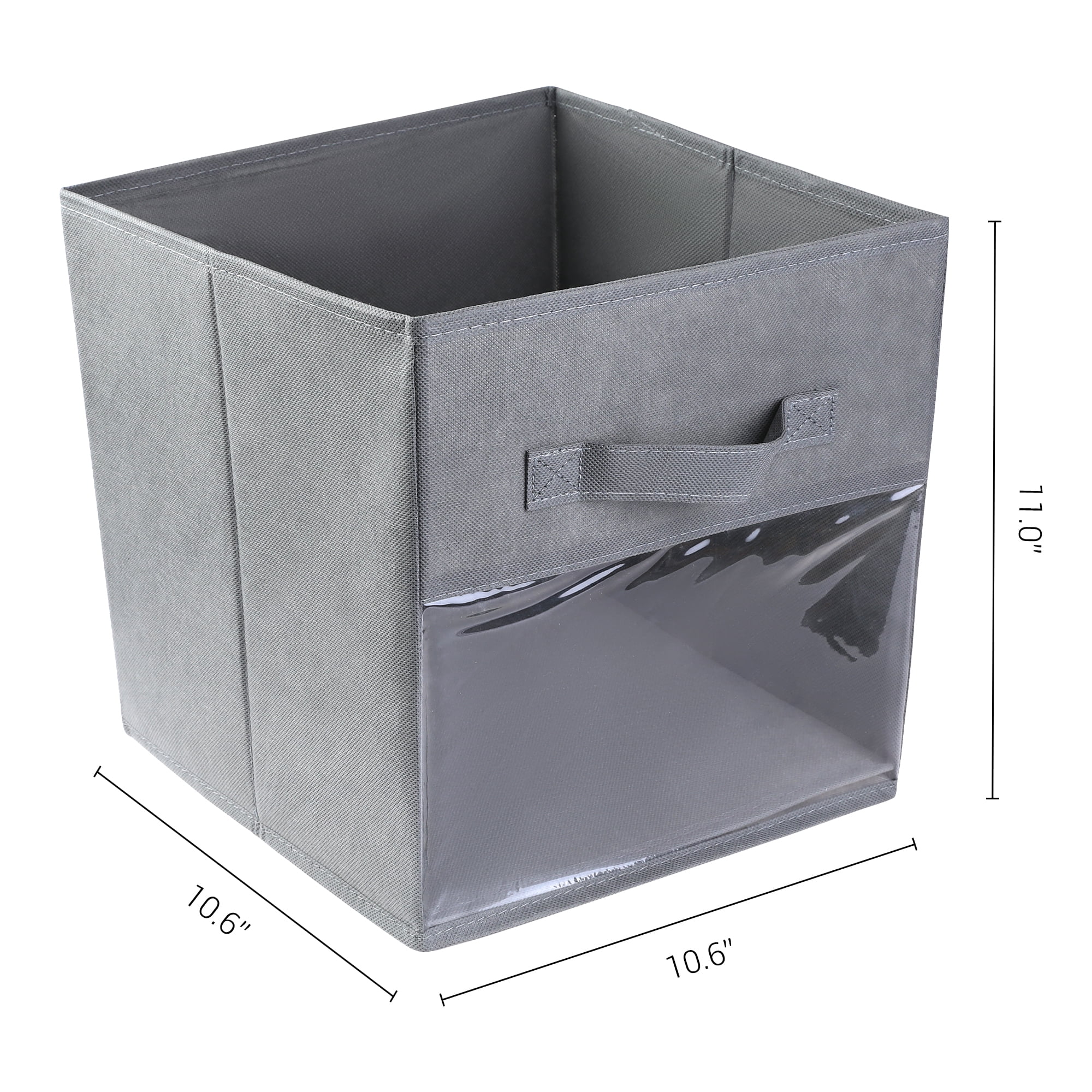 Unique Bargains Set of 3 Fabric Storage Bins with Handle for Organizing Clothes Gray