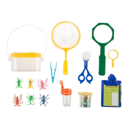 Kids Bug and Insect Kit- 17 Piece Fun Backyard and Outdoor Exploration Set with Magnifying Glass, Butterfly Net, Bug Container, More by Hey!