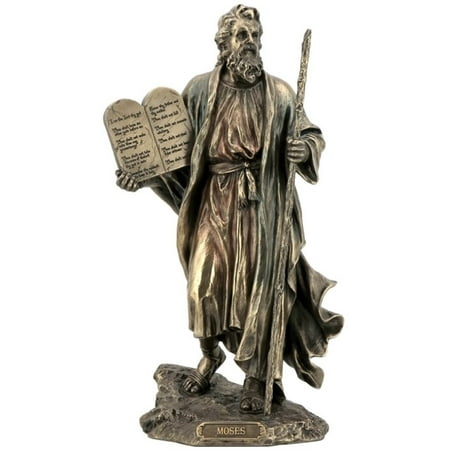 Child Bronze Figurine - 9.75 Inch Moses Holding The 10 Commandments Cold Cast Bronze Figurine