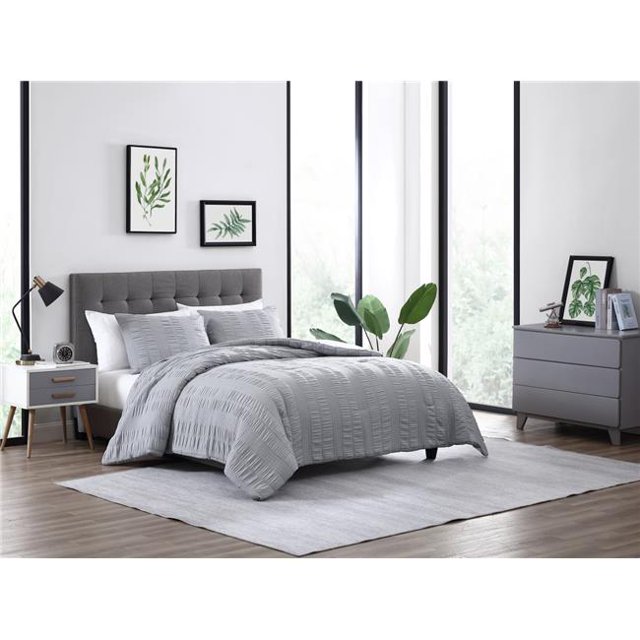 G3 Home 90025 Elm Comforter Set, Gray - King Size - 3 Piece
