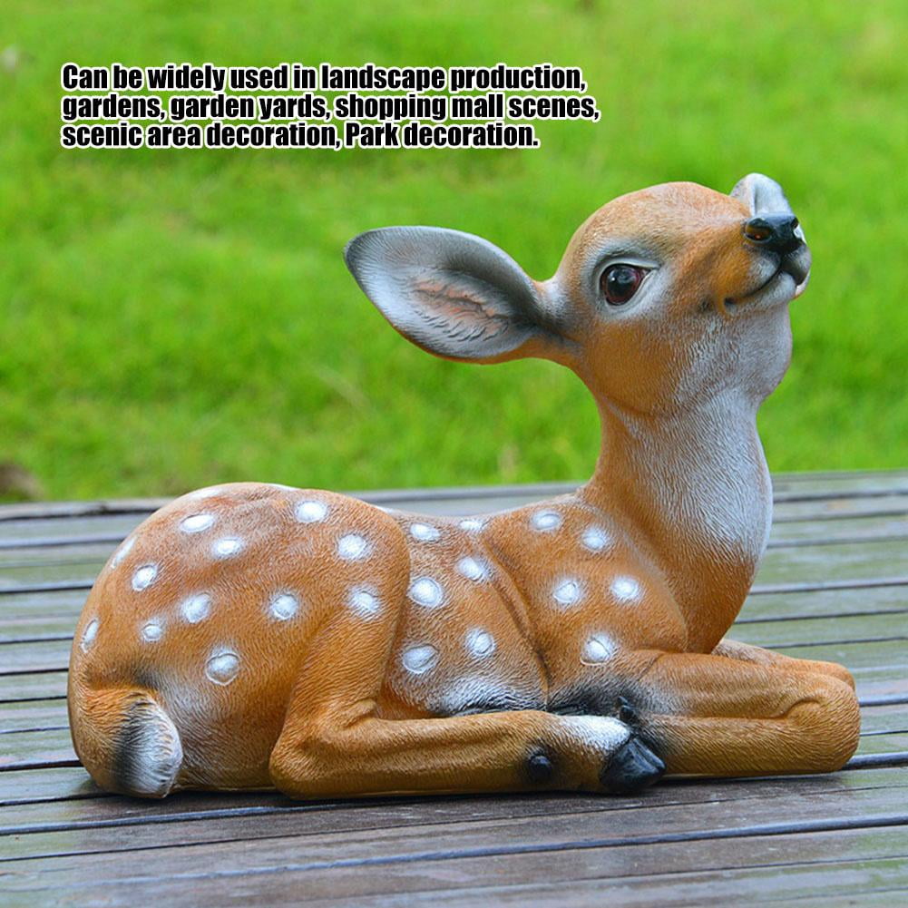 OTVIAP 2Pcs Sika Deer Statue Sculpture Ornaments Animal Model Art Craft Outdoor Garden Decoration Ornament,Sika Deer Statue,Sika Deer Ornaments