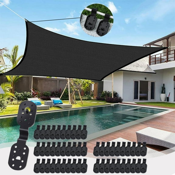 PEONAVET 100 Pcs Shade Cloth Clip, Round Plastic Black Clips for Sun Shade Net, Anti Bird Netting, Garden Netting, Shade Netting, Shade Fabric Accessories