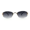 thumbnail image 4 of Luxury Rimless OG Fancy Narrow Oval Metal Rim Hustler Fashion Sunglasses Gold - Smoke, 4 of 7