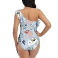 thumbnail image 5 of Haiem Cute Chameleons On Blue Women's One Piece Swimsuits Tummy Control One Shoulder Bathing Suits Ruffle Swimwear-XX-Large, 5 of 8