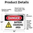 thumbnail image 2 of (2 Pack) Battery Charging Area OSHA Danger Sign 14 Inch X 10 Inch Vinyl Label Decal Sticker Weather Resistant, UV Protected for Workplace, Business, and Construction Site, Made in the, 2 of 7