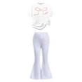 thumbnail image 3 of oqasdz Stylish Girls Casual Outfit with Bow Print and Flared Leg Pants for Toddler and Kids Fashion Outdoor Daily Wear, 3 of 5