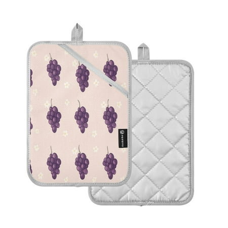 

2-Pack Pot Holders Heat Resistant Kitchen Oven Mitts 7x9.8in for Oven Microwave & BBQ Grapes and Flowers Pattern