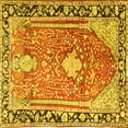 thumbnail image 1 of Ahgly Company Machine Washable Indoor Square Medallion Yellow Traditional Area Rugs, 7' Square, 1 of 4