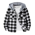 thumbnail image 4 of Mercatoo Youth Boys Plaid Hoodies Button Front Pockets Thin Hooded Sweatshirts Teen Kids Soft Fall Casual Cardigan Jackets, 4 of 4