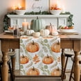 thumbnail image 2 of Fall Table Runner Thanksgiving Orange Pumpkin Table Runners Maple Leaf Sage Green Leaves Cotton Linen Dresser Scarf Kitchen Dining Table Decor for Fall Holiday Party Decor 13x90 Inch, 2 of 9