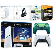 Sony PlayStation 5 Slim Digital Astro Bot Bundle with Disc Drive, Extra Controller, MightySkins Voucher and 1 Year Extended Warranty - Chroma Teal