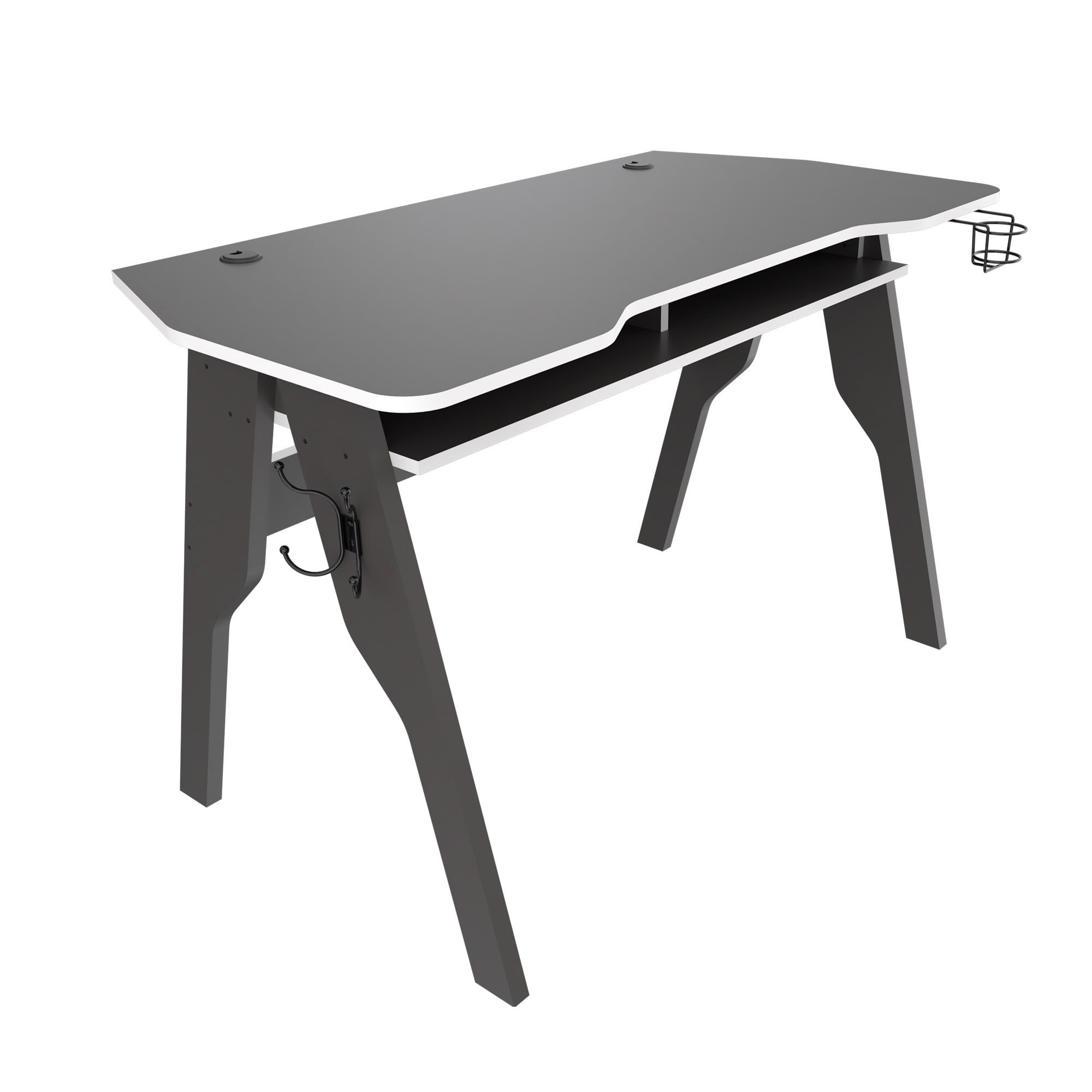 Inval Modern Gaming Desk with Cup Holder and Coat Hook Gray Plomo for Adult and Teen