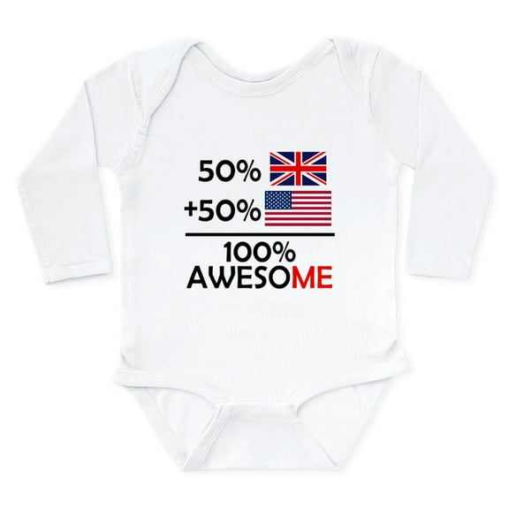 CafePress - Half British Half American Body Suit - Long Sleeve Cotton Baby Bodysuit