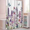 thumbnail image 5 of Shower Curtain Purple Lavender Shower Curtains for Bathroom Decor, Waterproof Polyester Shower Curtain Set with Hooks, Extra Long 72" x 84" Vintage Floral Butterfly White, 5 of 9