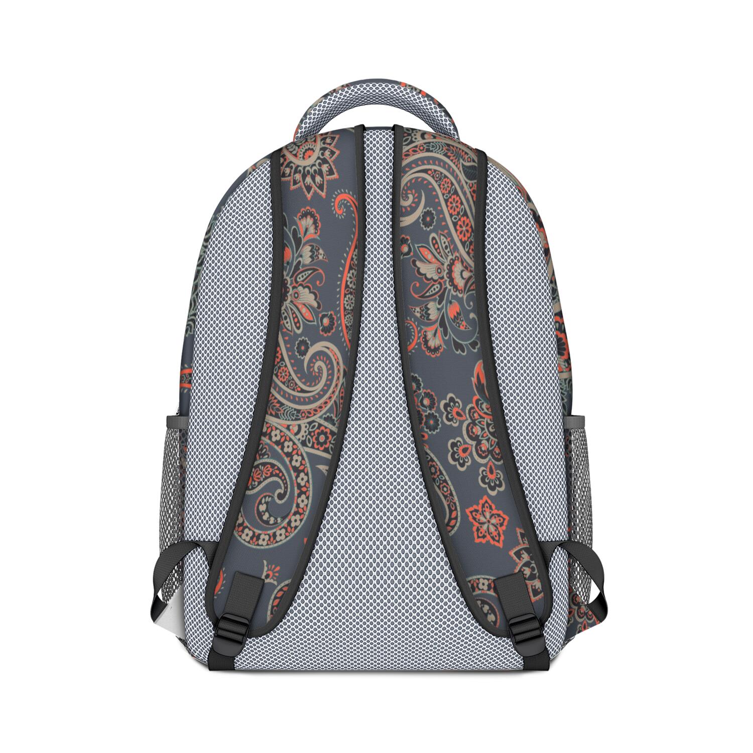 Decorative Paisley Print School Backpack - Waterproof & Breathable Bookbag with Adjustable Straps
