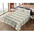 thumbnail image 4 of Ambesonne Floral Fitted & Flat Sheet with Shams 4 Pcs Set, Wavy Vintage Motif Nostalgia, Queen, Cream Grey Teal, 4 of 5