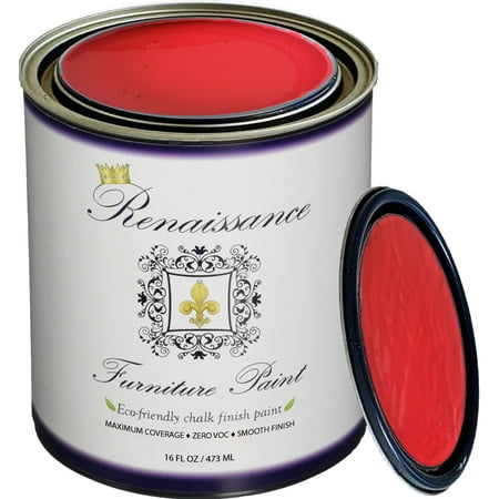 Renaissance Chalk Finish Paint - Vermilion Pint (16oz) - Chalk Furniture & Cabinet Paint - Non Toxic, Eco-Friendly, Superior