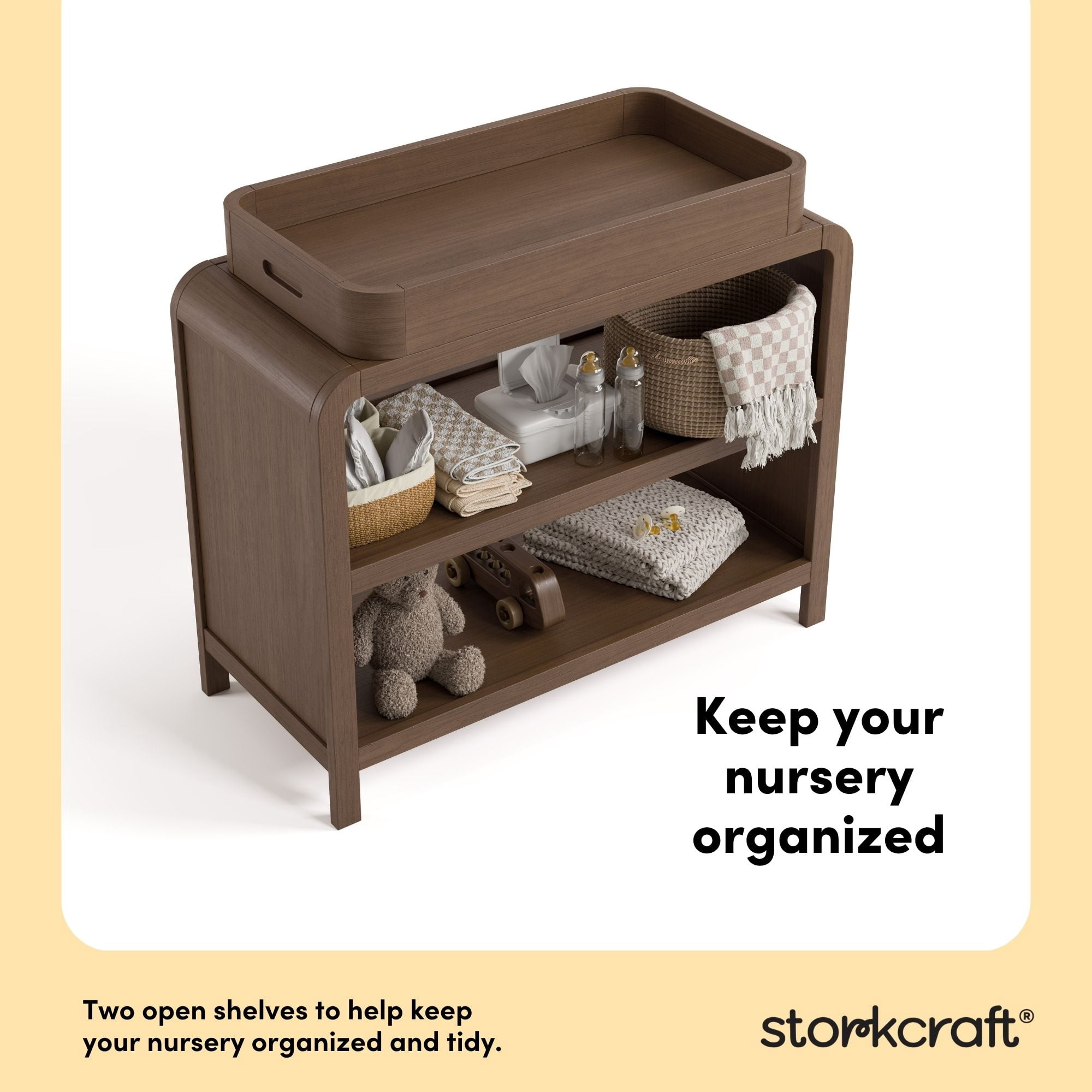 Storkcraft Santos Changing Table with Removable Infant Changing Table Topper, Hazelnut