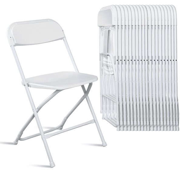 10Pcs Plastic Folding Chair for Garden, Injection Molding Classic, White