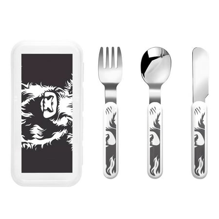 

Balery Floral Cow Silhouette for Stainless Steel Kids Silverware Set - Child and Toddler Safe Flatware - Children s Knife Fork And Spoon Set - Metal Kids Cutlery Set