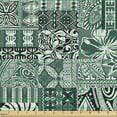thumbnail image 2 of Ambesonne Hawaiian Fabric by the Yard Upholstery, Ethnic Flower Pattern Folk, 2 Yards, Off White Black Teal, 2 of 5