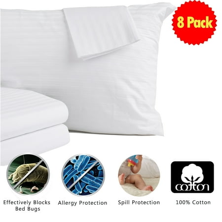 4 Pack 400 Thread Count 100 Cotton Allergy Pillow Protectors