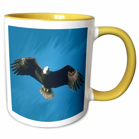 3drose, Eagle, 11oz Two-tone Yellow Mug
