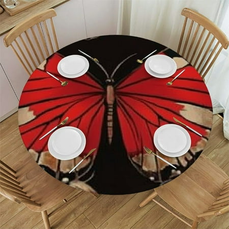 

Sheronv Butterflies Round Tablecloth 100% Polyester Stain-Resistant Washable for Indoor Outdoor Restaurants Weddings Parties Home Kitchen Decor 42 -46