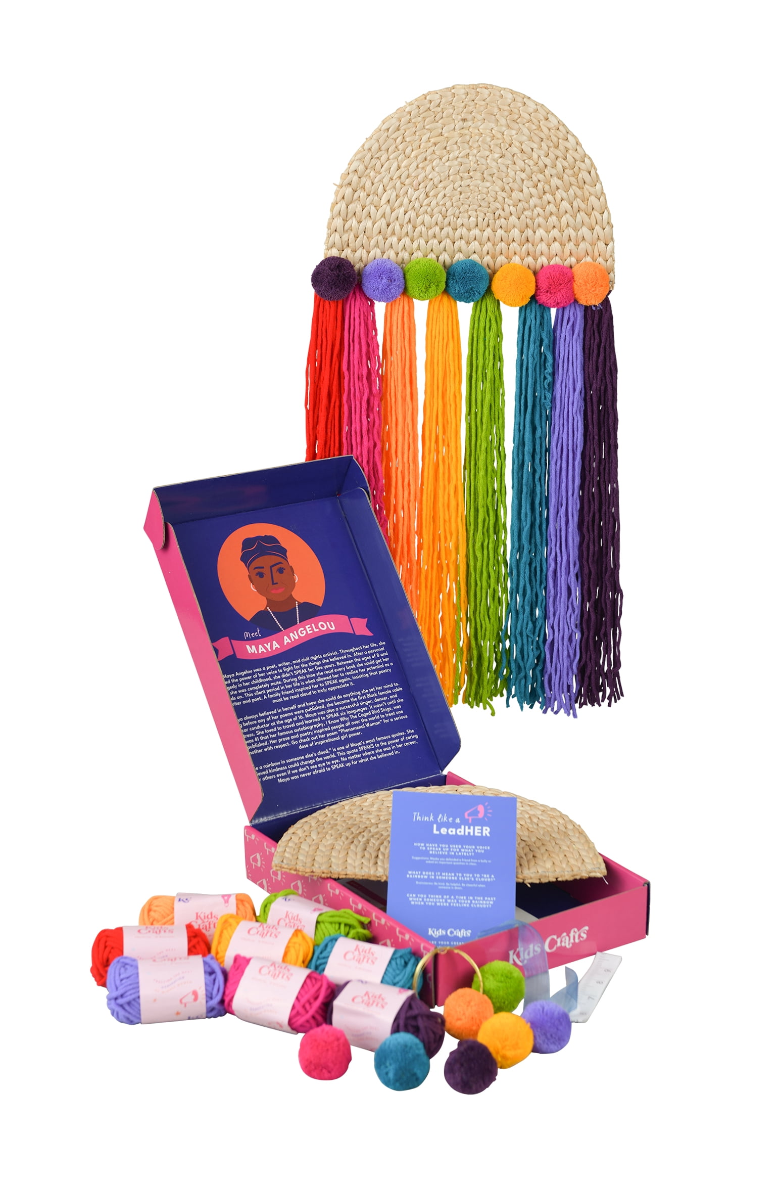 Kids Crafts - SPEAK like Maya Angelou: Rainbow Wall Hanging Craft Kit | Arts and Crafts DIY Craft Kit for Girls